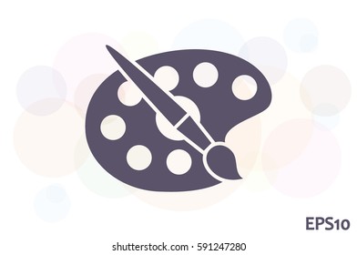 Paint brush with palette icon vector illustration