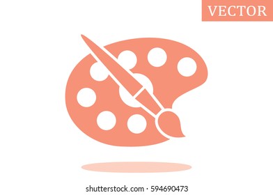 Paint brush with palette icon vector illustration.