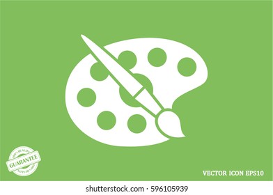 Paint brush with palette icon vector illustration