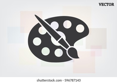 Paint brush with palette icon vector illustration