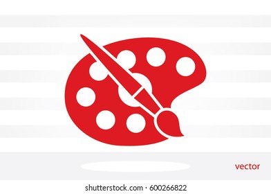 Paint brush with palette icon vector illustration