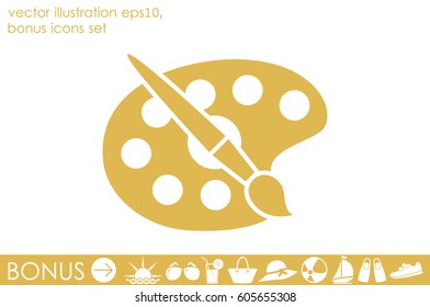 Paint brush with palette icon vector illustration