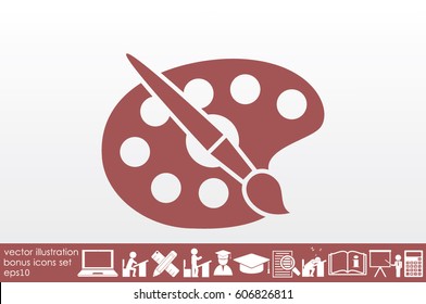 Paint brush with palette icon vector illustration