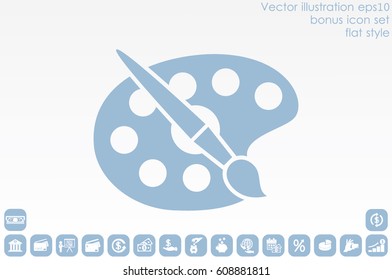 Paint brush with palette icon vector illustration