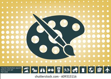 Paint brush with palette icon vector illustration