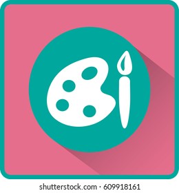 Paint brush with palette icon. Vector illustration