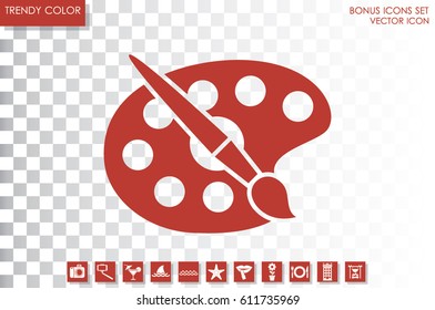 Paint brush with palette icon vector illustration