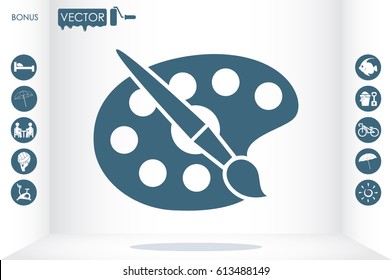 Paint brush with palette icon vector illustration