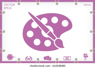 Paint brush with palette icon vector illustration