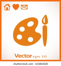 Paint brush with palette icon. Vector illustration
