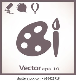 Paint brush with palette icon. Vector illustration