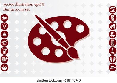 Paint brush with palette icon vector illustration