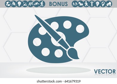 Paint brush with palette icon vector illustration