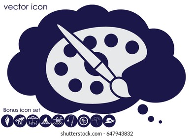 Paint brush with palette icon vector illustration