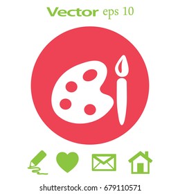 Dibujar pincel con icono de paleta. Ilustración del vector
