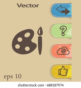 Paint brush with palette icon. Vector illustration