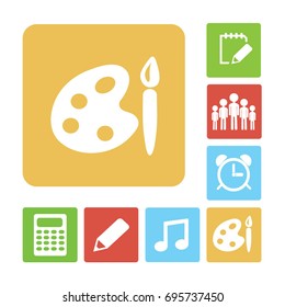 Paint brush with palette icon. Vector illustration