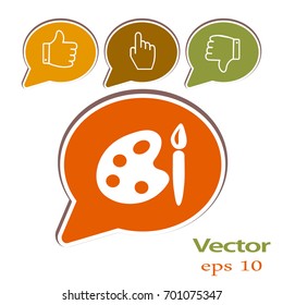 Paint brush with palette icon. Vector illustration