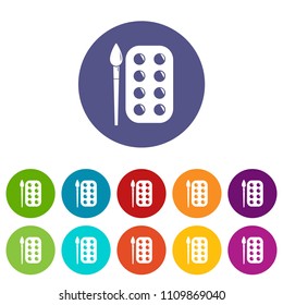 Paint brush palette icons color set vector for any web design on white background