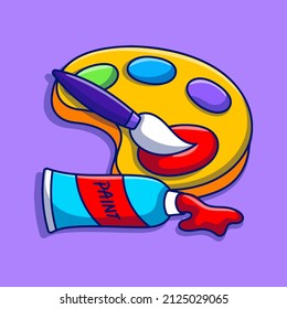 Paint Brush palette illustration with colored hand drawn doodle style