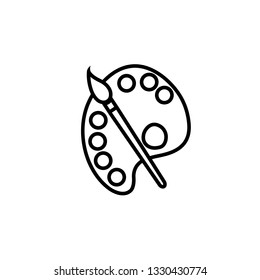 Paint brush with palette line icon, logo isolated on white background