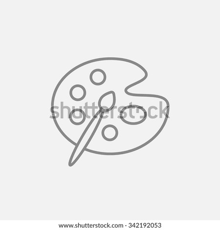 Paint brush with palette line icon for web, mobile and infographics. Vector dark grey icon isolated on light grey background.