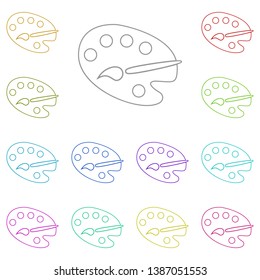 Paint brush with palette multi color icon. Simple thin line, outline vector of Education icons for UI and UX, website or mobile application
