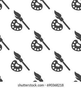 Paint brush with palette seamless pattern. Vector illustration for backgrounds