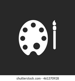 Paint brush with palette symbol sign simple icon on background