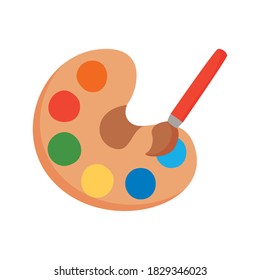 pincel de pintura con herramienta de paleta de estilo plano icono de ilustración vectorial