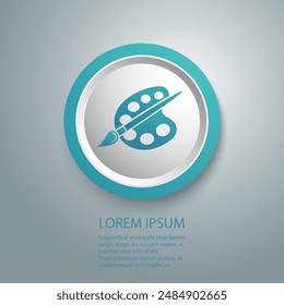 Paint brush with palette vector blue icon