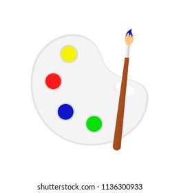 Paint brush with palette. Vector icon. Vector illustration. EPS 10.