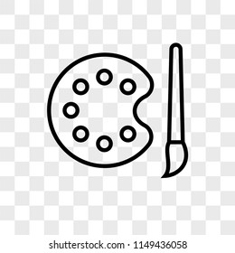 Paint Brush and Palette vector icon on transparent background, Paint Brush and Palette icon