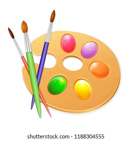Paint brush with palette vector icon in flat style