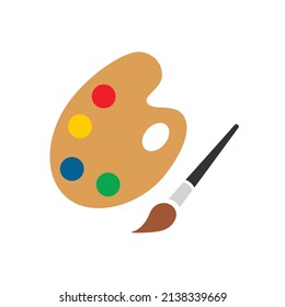 Dibujar pincel con icono de vector de paleta en estilo plano aislado en fondo blanco. Vector