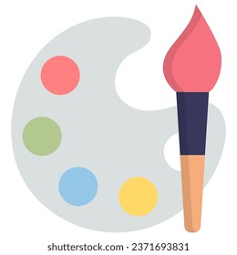 Pintar pincel con icono del vector de paletas en estilo plano