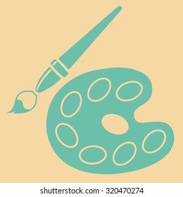 Paint brush with palette. Vector icon.