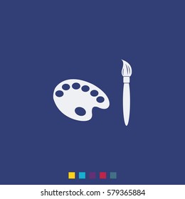 Paint brush with palette vector icon. Flat design style.