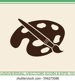 Paint brush with palette vector icon.