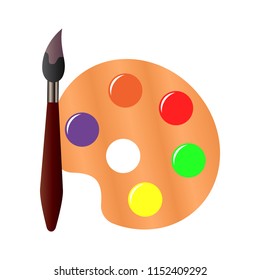 Paint brush with palette vector illustration