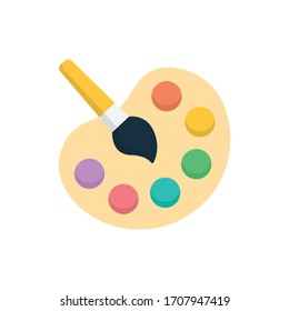 Pintura con paleta de fondo blanco.