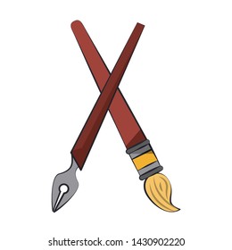 Paint brush and pen art tool cartoon vector illustration graphic design