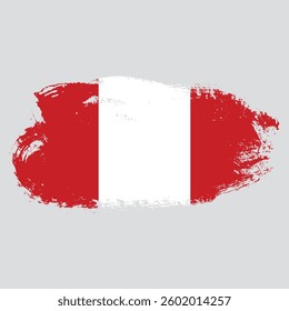 Paint Brush Peru flag png transparent background. Peru flag Ink drawing grunge texture. Grungy Peru flag watercolor splatter for national day