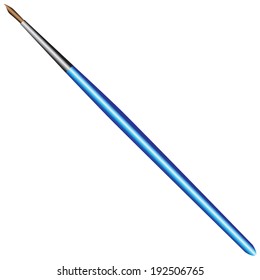 Paint Brush with plastic blue handle. Vector illustration without tracing image.