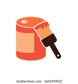 paint brush with pot detailed style vector illustration design