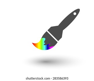 Paint brush with rainbow gradient color