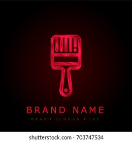 Paint brush red chromium metallic logo
