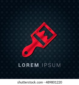 Paint Brush Red chromium precious metallic 3D Icon / Logo Design