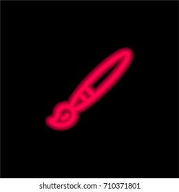 Paint brush red glowing neon ui ux icon. Glowing sign logo vector