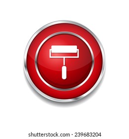 Paint Brush Red Vector Icon Button